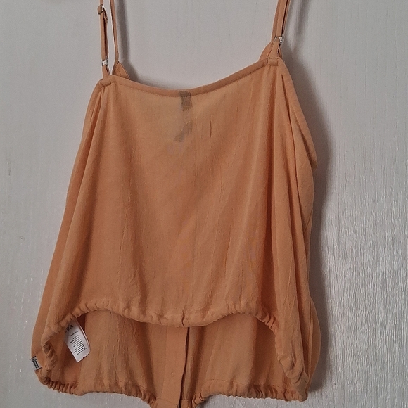 Sisstrevolution Cropped Pastel Peach Crinkle Rayon Button Front Top nwt Sz S - Picture 5 of 8